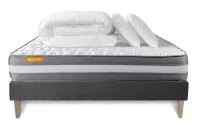 Pack lit complet 160x200 cm - Matelas + Sommier Gris (en kit) + 2 oreillers + Couette - Memo Plus Pack lit complet 160x200 cm - Matelas + Sommier Gris (en kit) + 2 oreillers + Couette - Memo Plus