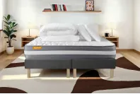Pack lit complet 160x200 cm - Matelas + 2 Sommiers Gris + 2 oreillers + Couette - Memo Plus Pack lit complet 160x200 cm - Matelas + 2 Sommiers Gris + 2 oreillers + Couette - Memo Plus