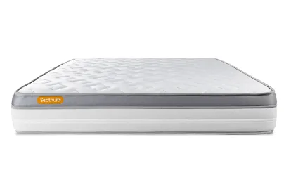 Ensemble Matelas Sommier 140x190 cm - Sommier Blanc (d&eacute;j&agrave; mont&eacute;) - Memo Zen