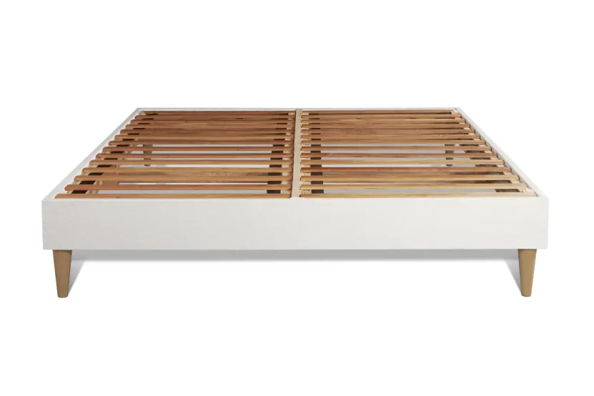 Pack lit complet 140x200 cm - Matelas + Sommier Blanc (en kit) + 2 oreillers + Couette - Memo Zen