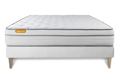 Ensemble Matelas Sommier 200x200 cm - Sommier Blanc (en kit) - Memo Luxe
