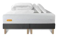 Pack lit complet 160x200 cm - Matelas + 2 Sommiers Gris + 2 oreillers + Couette - Memo Bio Pack lit complet 160x200 cm - Matelas + 2 Sommiers Gris + 2 oreillers + Couette - Memo Bio