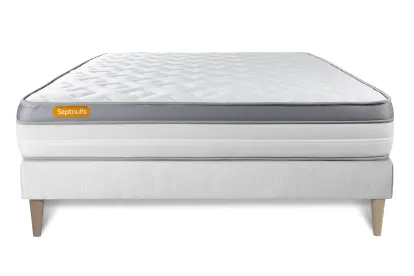 Ensemble Matelas Sommier 160x200 cm - Sommier Blanc (en kit) - Memo Zen