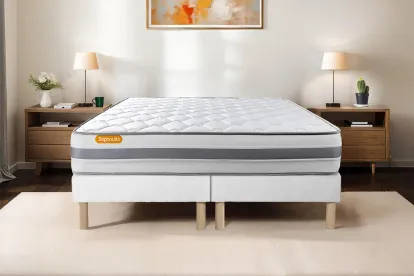 Ensemble Matelas Sommier 180x200 cm - 2 Sommiers Blanc - Memo Spring