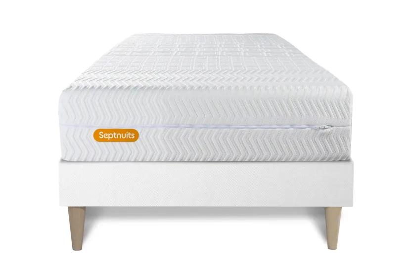 Ensemble Matelas Sommier 90x200 cm - Sommier Blanc (en kit) - Memo Bio