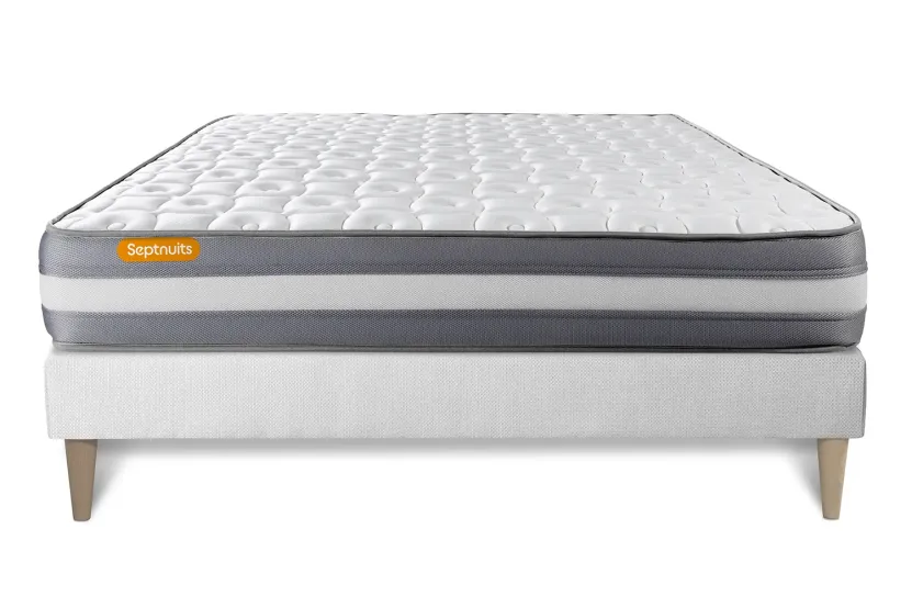 Ensemble Matelas Sommier 140x200 cm - Sommier Blanc (en kit) - Memo Plus