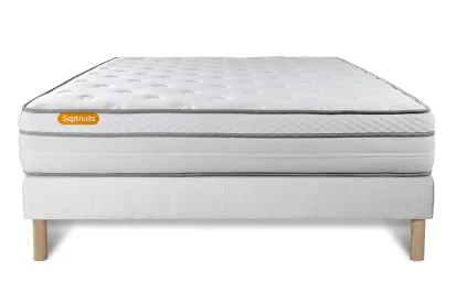 Ensemble Matelas Sommier 140x190 cm - Sommier Blanc (d&eacute;j&agrave; mont&eacute;) - Memo Luxe