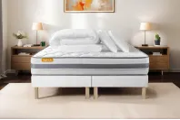Pack lit complet 200x200 cm - Matelas + 2 Sommiers Blancs + 2 oreillers + Couette - Memo Spring Pack lit complet 200x200 cm - Matelas + 2 Sommiers Blancs + 2 oreillers + Couette - Memo Spring