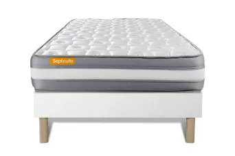 Ensemble Matelas Sommier 90x190 cm - Sommier Blanc (déjà monté) - Memo Plus