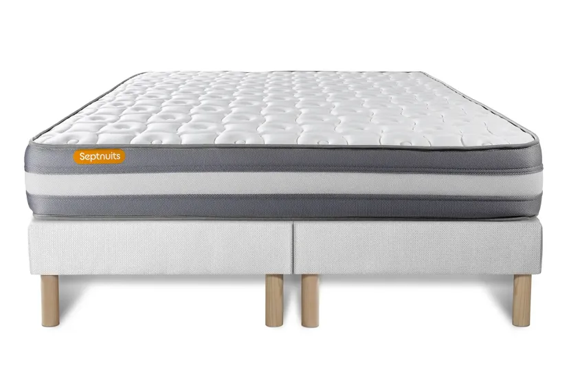 Ensemble Matelas Sommier 200x200 cm - 2 Sommiers Blanc - Memo Plus