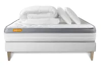 Pack lit complet 200x200 cm - Matelas + Sommier Blanc (en kit) + 2 oreillers + Couette - Memo Zen Pack lit complet 200x200 cm - Matelas + Sommier Blanc (en kit) + 2 oreillers + Couette - Memo Zen
