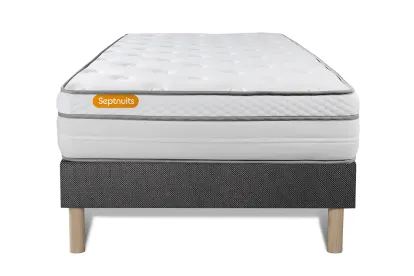 Ensemble Matelas Sommier 90x190 cm - Sommier Gris (d&eacute;j&agrave; mont&eacute;) - Memo Luxe