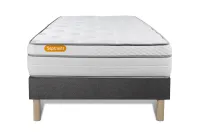 Ensemble Matelas Sommier 90x190 cm - Sommier Gris (déjà monté) - Memo Luxe Ensemble Matelas Sommier 90x190 cm - Sommier Gris (déjà monté) - Memo Luxe