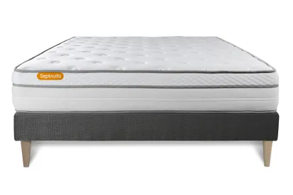 Ensemble Matelas Sommier 180x200 cm - Sommier Gris (en kit) - Memo Luxe