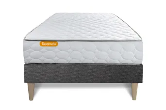 Ensemble Matelas Sommier 90x200 cm - Sommier Gris (en kit) - Memo