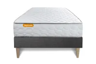 Ensemble Matelas Sommier 90x200 cm - Sommier Gris (en kit) - Memo Ensemble Matelas Sommier 90x200 cm - Sommier Gris (en kit) - Memo