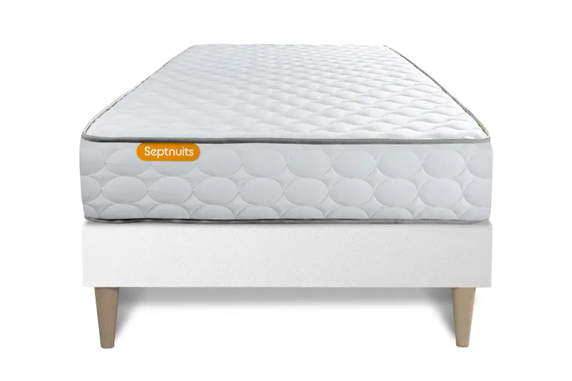 Ensemble Matelas Sommier 90x190 cm - Sommier Blanc (en kit) - Memo