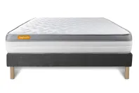Ensemble Matelas Sommier 140x190 cm - Sommier Gris (déjà monté) - Memo Zen Ensemble Matelas Sommier 140x190 cm - Sommier Gris (déjà monté) - Memo Zen