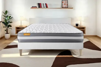 Ensemble Matelas Sommier 140x200 cm - Sommier Blanc (d&eacute;j&agrave; mont&eacute;) - Memo Plus