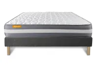 Ensemble Matelas Sommier 160x200 cm - Sommier Gris (déjà monté) - Memo Plus Ensemble Matelas Sommier 160x200 cm - Sommier Gris (déjà monté) - Memo Plus