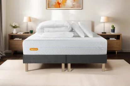 Pack lit complet 180x200 cm - Matelas + 2 Sommiers Gris + 2 oreillers + Couette - Memo Bio
