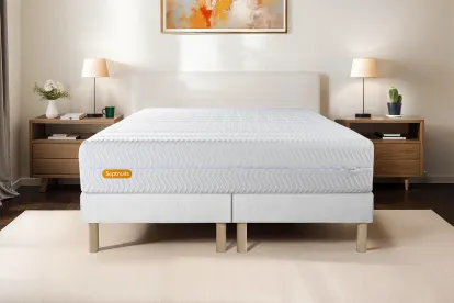 Ensemble Matelas Sommier 160x200 cm - 2 Sommiers Blanc - Memo Bio