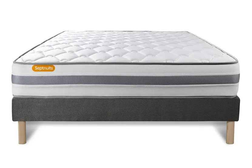 Ensemble Matelas Sommier 140x200 cm - Sommier Gris (déjà monté) - Memo Spring