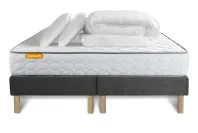 Pack lit complet 180x200 cm - Matelas + 2 Sommiers Gris + 2 oreillers + Couette - Memo Pack lit complet 180x200 cm - Matelas + 2 Sommiers Gris + 2 oreillers + Couette - Memo