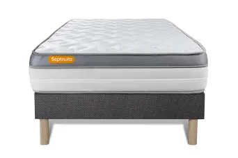 Ensemble Matelas Sommier 90x190 cm - Sommier Gris (déjà monté) - Memo Zen