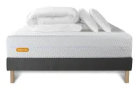 Pack lit complet 160x200 cm - Matelas + Sommier Gris + 2 oreillers + Couette - Memo Bio Pack lit complet 160x200 cm - Matelas + Sommier Gris + 2 oreillers + Couette - Memo Bio