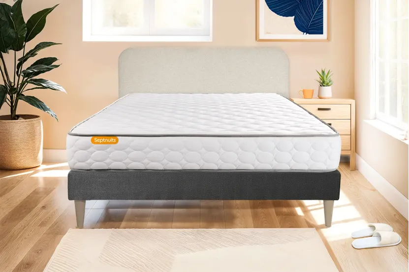 Ensemble Matelas Sommier 140x190 cm - Sommier Gris (en kit) - Memo