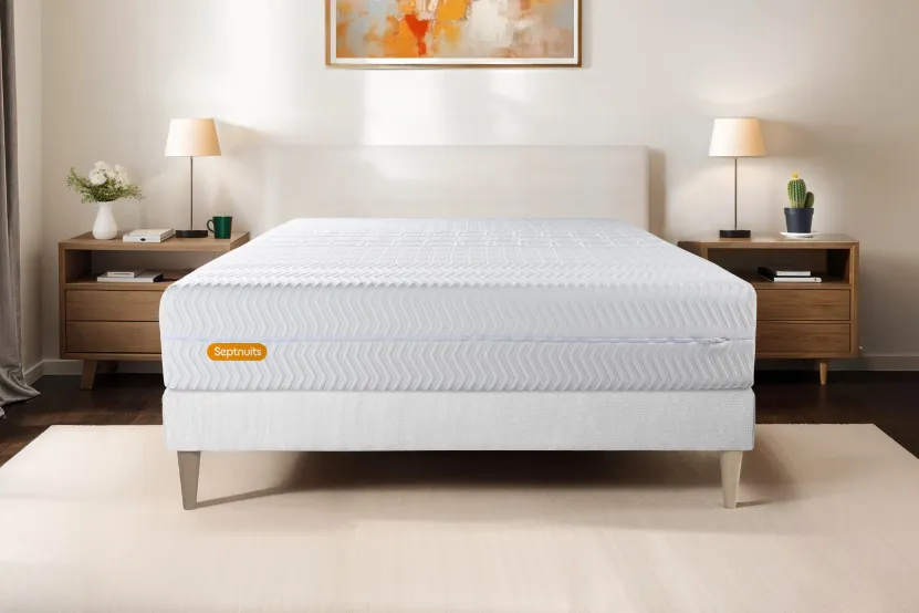 Ensemble Matelas Sommier 180x200 cm - Sommier Blanc (en kit) - Memo Bio