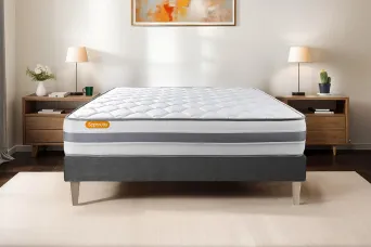 Ensemble Matelas Sommier 140x190 cm - Sommier Gris (en kit) - Memo Spring