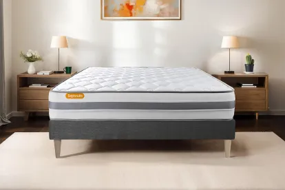 Ensemble Matelas Sommier 140x190 cm - Sommier Gris (en kit) - Memo Spring