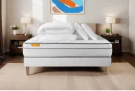 Pack lit complet 180x200 cm - Matelas + Sommier Blanc (en kit) + 2 oreillers + Couette - Memo Luxe Pack lit complet 180x200 cm - Matelas + Sommier Blanc (en kit) + 2 oreillers + Couette - Memo Luxe