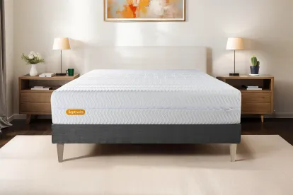 Ensemble Matelas Sommier 140x190 cm - Sommier Gris (en kit) - Memo Bio
