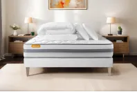 Pack lit complet 140x200 cm - Matelas + Sommier Blanc (en kit) + 2 oreillers + Couette - Memo Spring Pack lit complet 140x200 cm - Matelas + Sommier Blanc (en kit) + 2 oreillers + Couette - Memo Spring