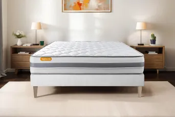 Ensemble Matelas Sommier 200x200 cm - Sommier Blanc (en kit) - Memo Spring